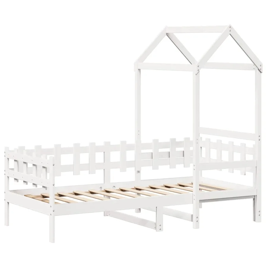 Lit de jour avec toit sans matelas blanc 80x200 cm bois massif - 3