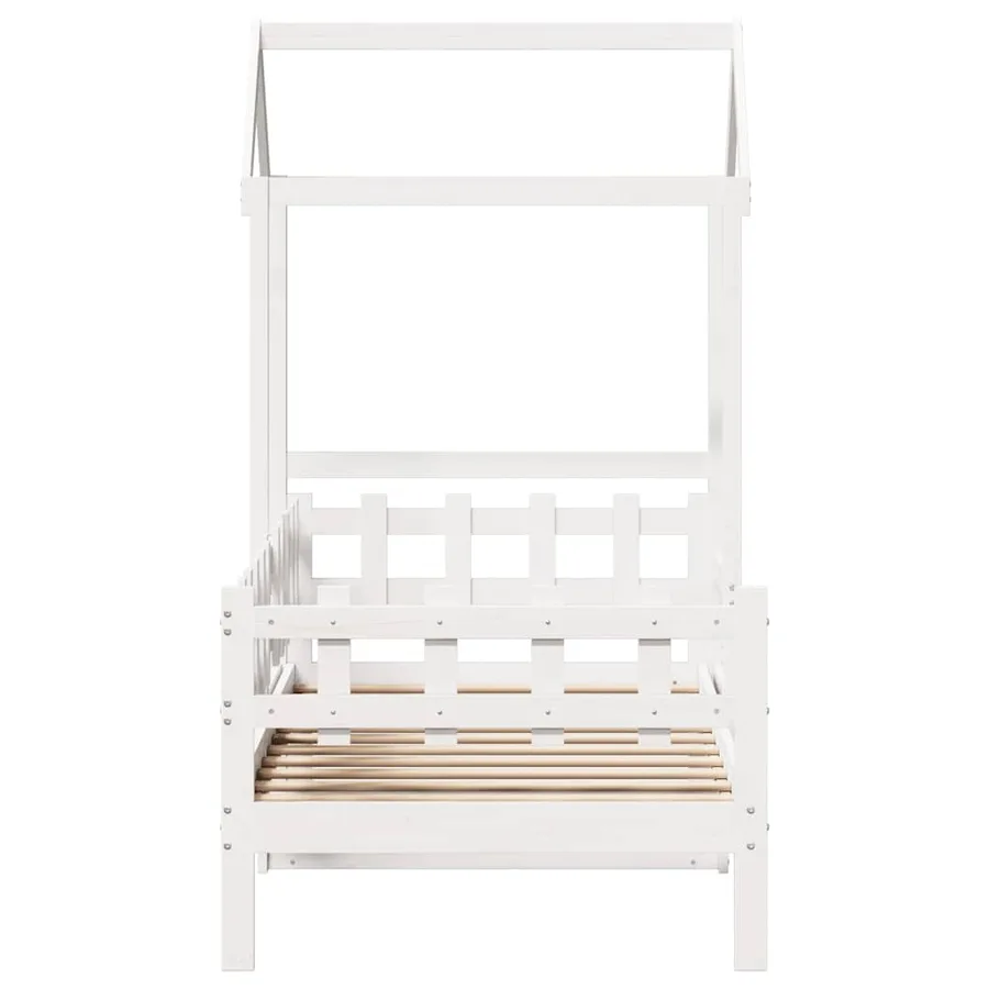 Lit de jour avec toit sans matelas blanc 80x200 cm bois massif - 7