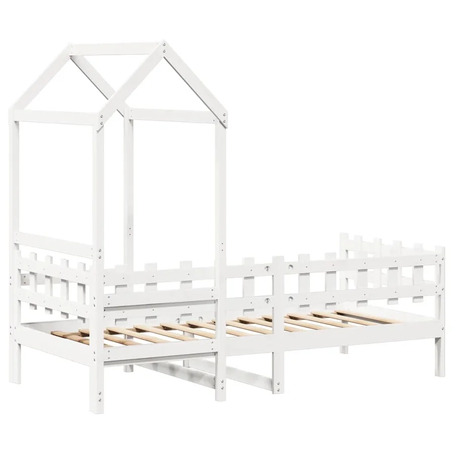 Lit de jour avec toit sans matelas blanc 80x200 cm bois massif - 8