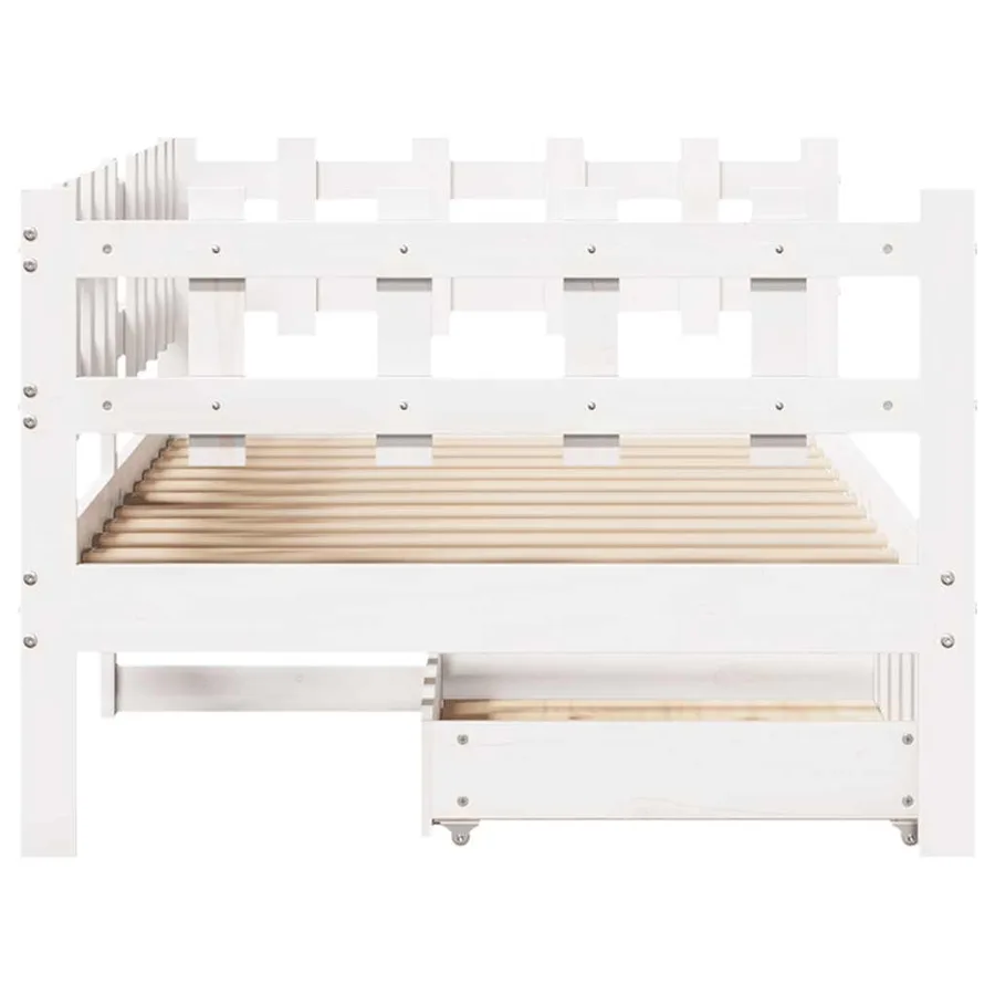 Lit de jour et tiroirs sans matelas blanc 80x200 cm bois massif - 7