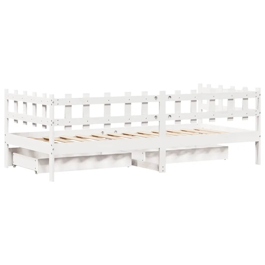 Lit de jour et tiroirs sans matelas blanc 80x200 cm bois massif - 8