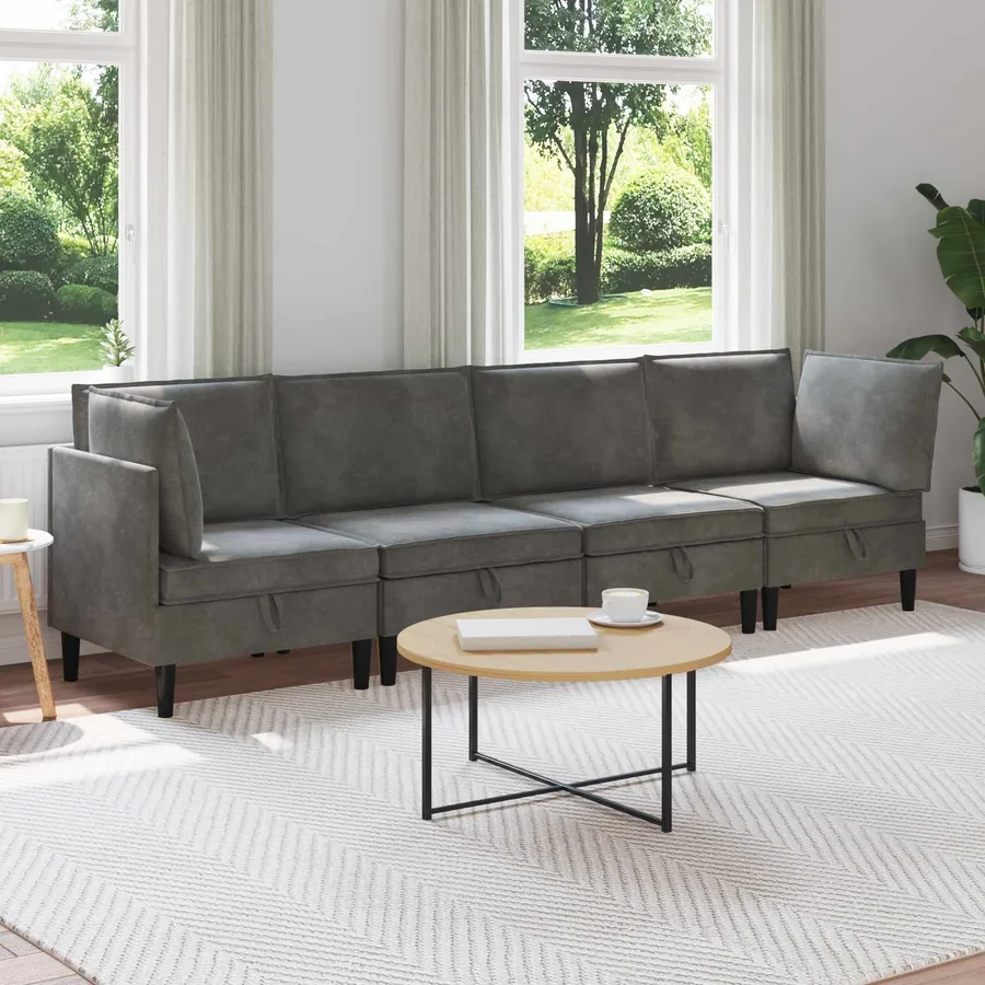 Ensemble de meubles pour le salon 4 pcs Gris foncé Velours