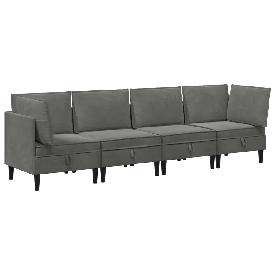 Ensemble de meubles pour le salon 4 pcs Gris foncé Velours - 2