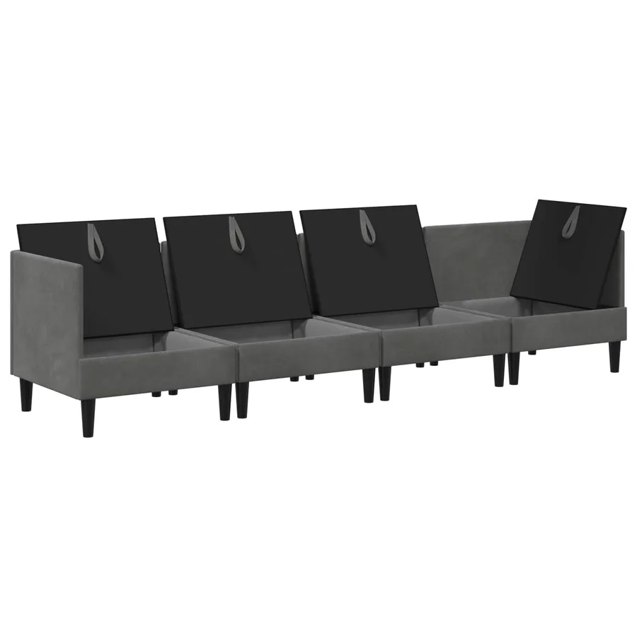 Ensemble de meubles pour le salon 4 pcs Gris foncé Velours - 6