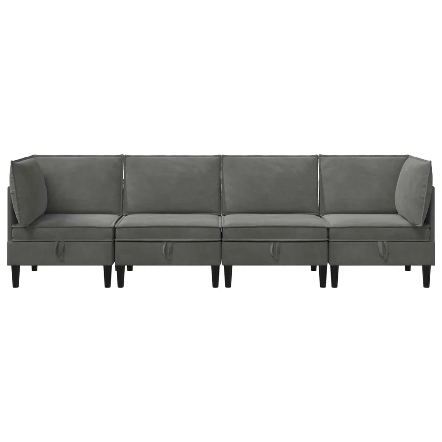 Ensemble de meubles pour le salon 4 pcs Gris foncé Velours - 7