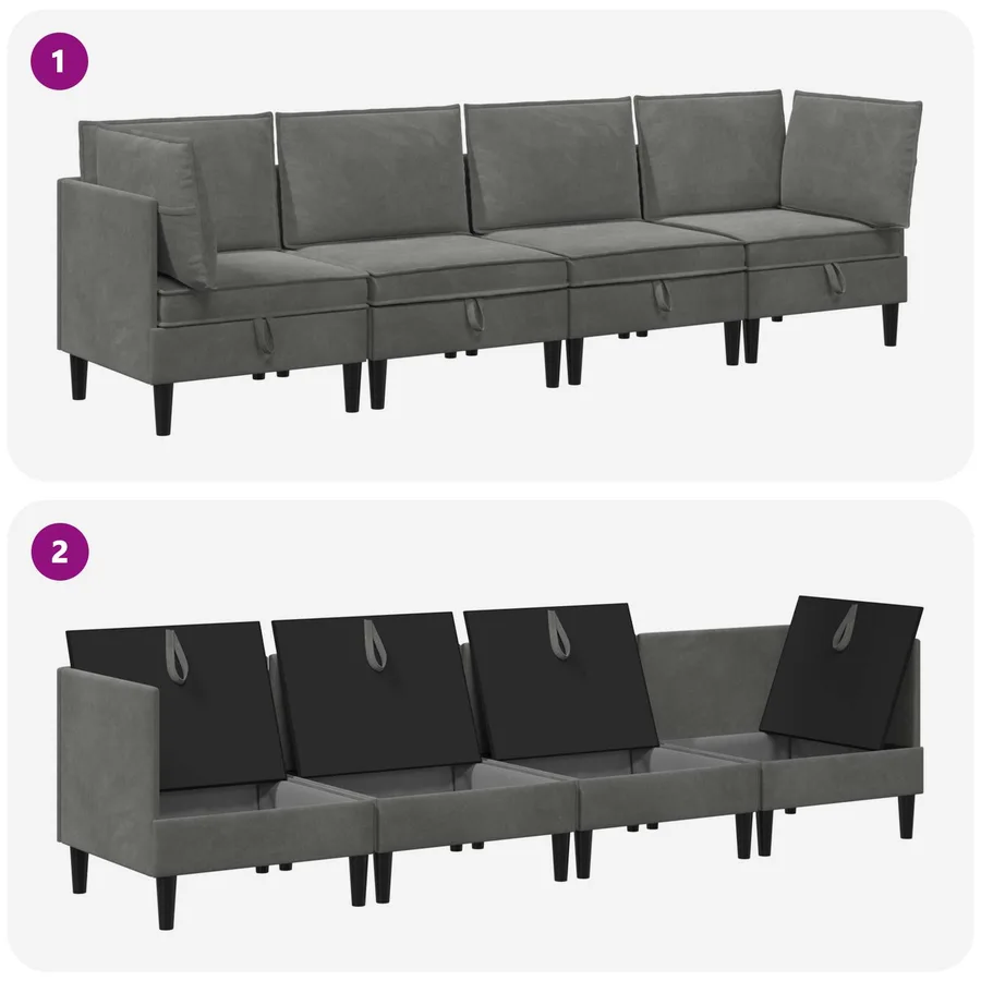 Ensemble de meubles pour le salon 4 pcs Gris foncé Velours - 9