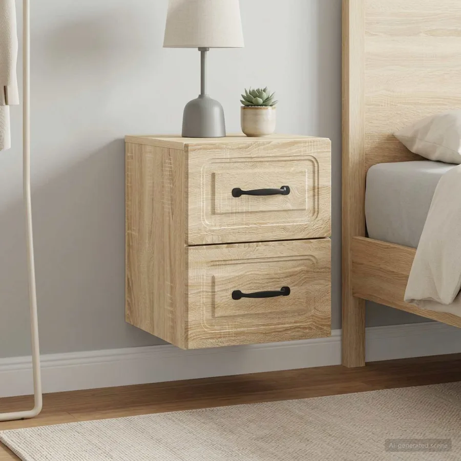 Cabinet de chevet mural 2 pcs Chêne Sonoma 34,5 x 33 x 40 cm - 4