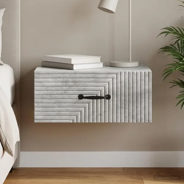 Cabinet de chevet mural Gris béton 49 x 34,5 x 20 cm