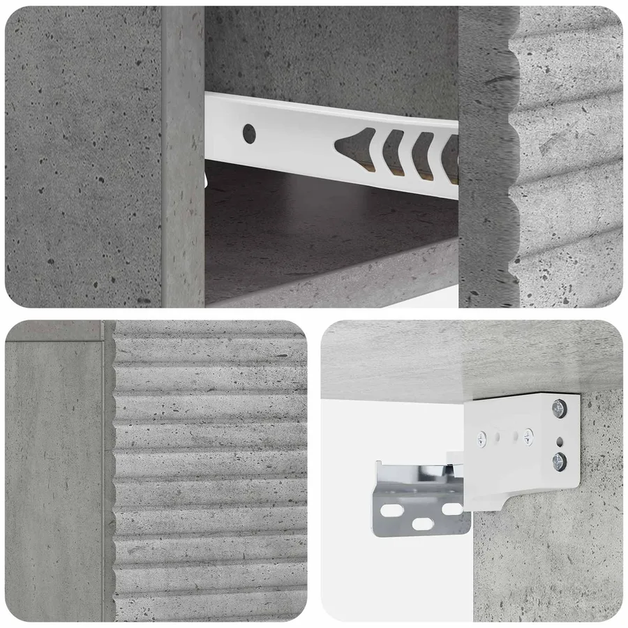 Cabinet de chevet mural Gris béton 49 x 34,5 x 20 cm - 8