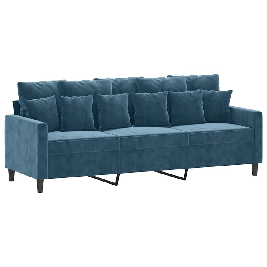Canapé à 3 places Bleu 180 cm Velours - 2