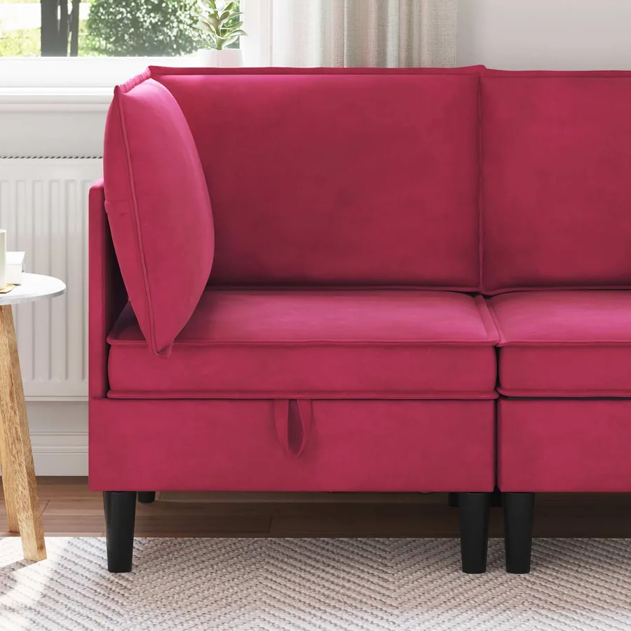 Sofa avec rangement Bordeaux Velours