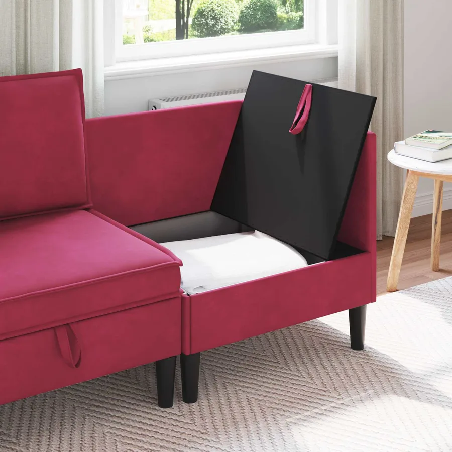 Sofa avec rangement Bordeaux Velours - 3