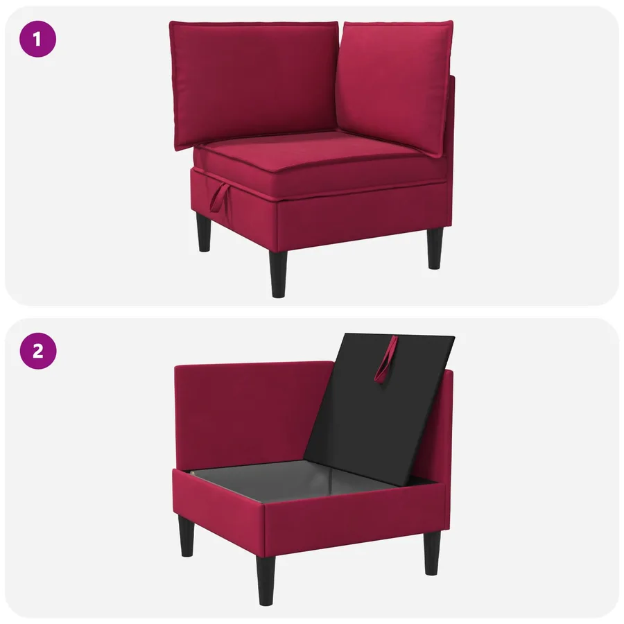 Sofa avec rangement Bordeaux Velours - 9