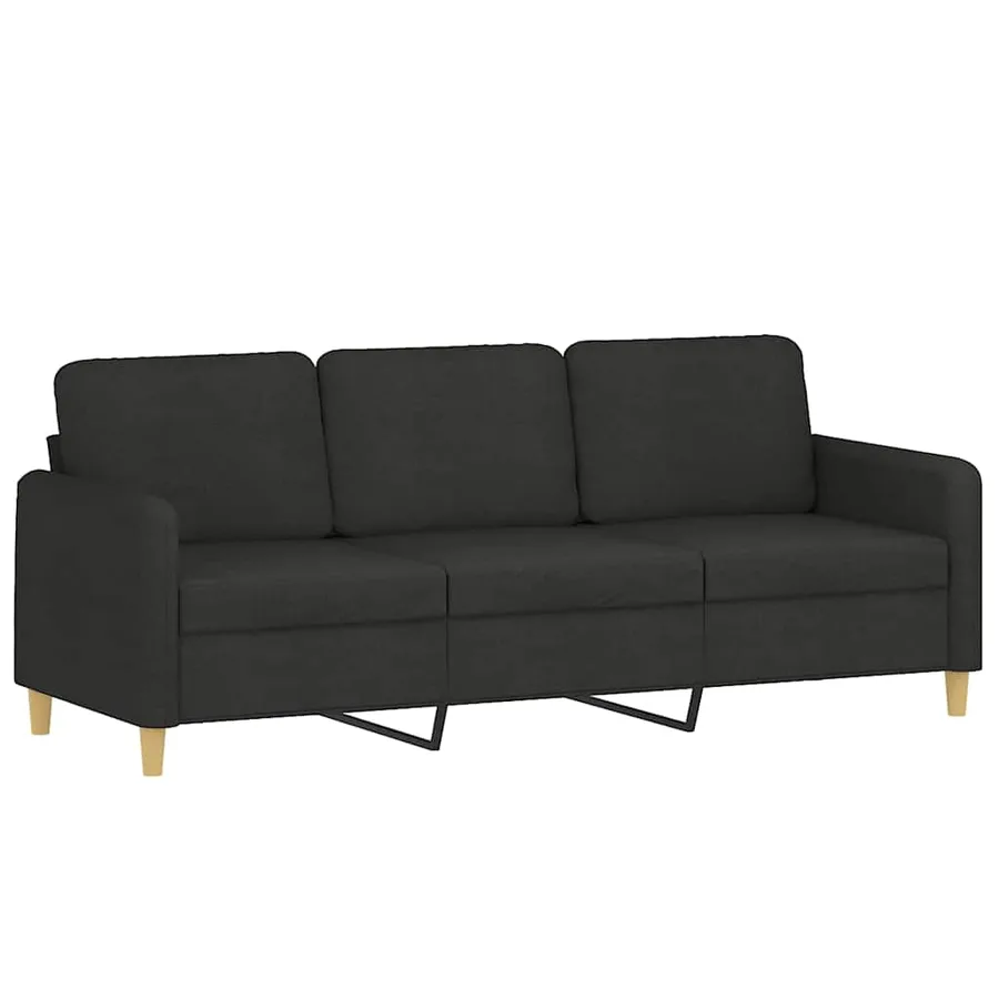Canapé à 3 places avec repose-pieds Noir 180 cm Tissu - 4