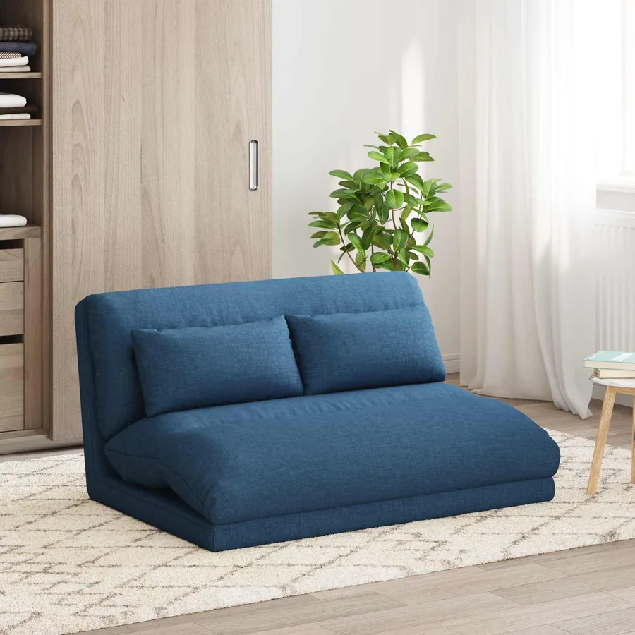 Fauteuil de sol ajustable Bleu Tissu