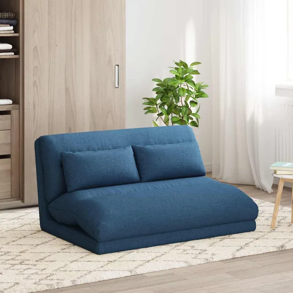 Fauteuil de sol ajustable Bleu Tissu