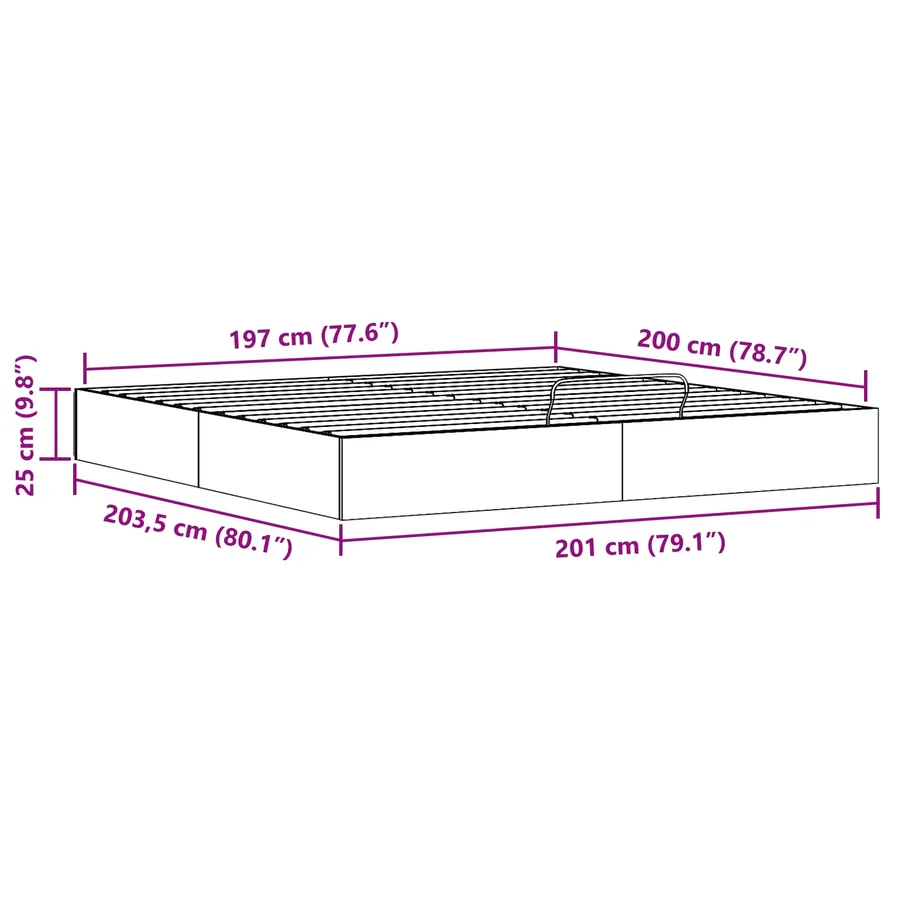Cadre de lit ottoman avec rangement Naturel 200 x 200 cm - 10
