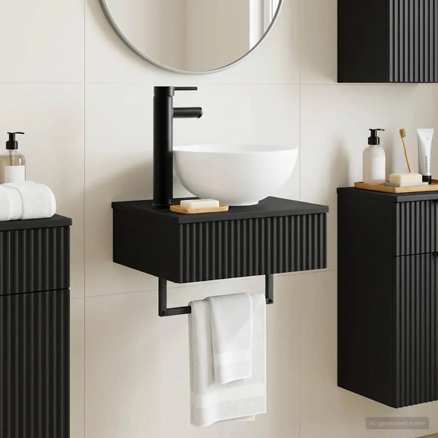 Basin de lavage mural Noir 40 x 35 x 39 cm Bois d'ingénierie
