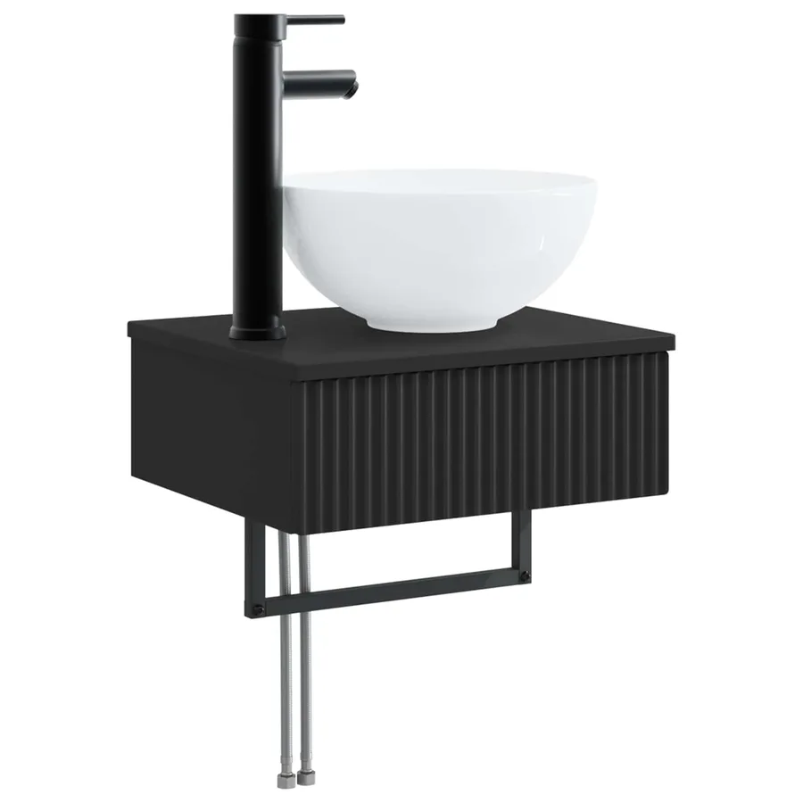 Basin de lavage mural Noir 40 x 35 x 39 cm Bois d'ingénierie - 2
