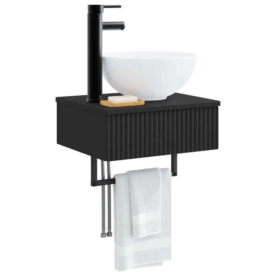 Basin de lavage mural Noir 40 x 35 x 39 cm Bois d'ingénierie - 3