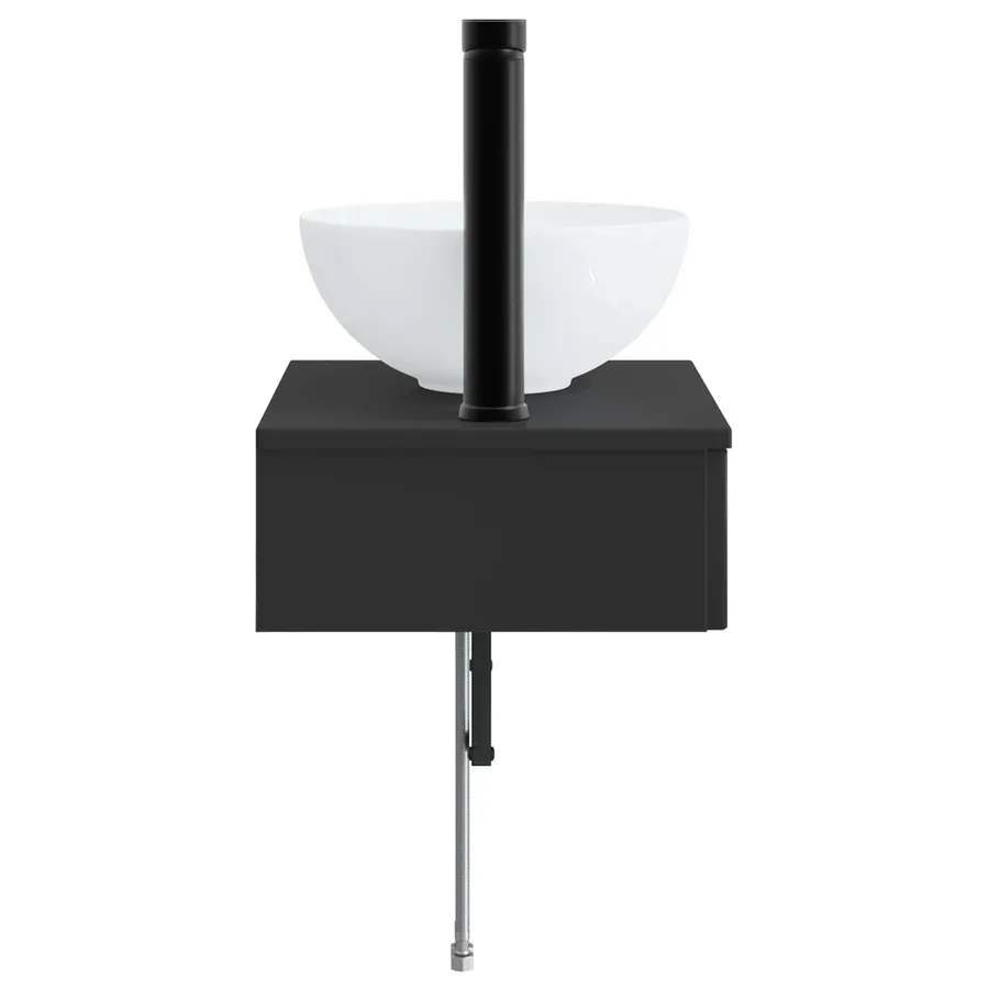 Basin de lavage mural Noir 40 x 35 x 39 cm Bois d'ingénierie - 4