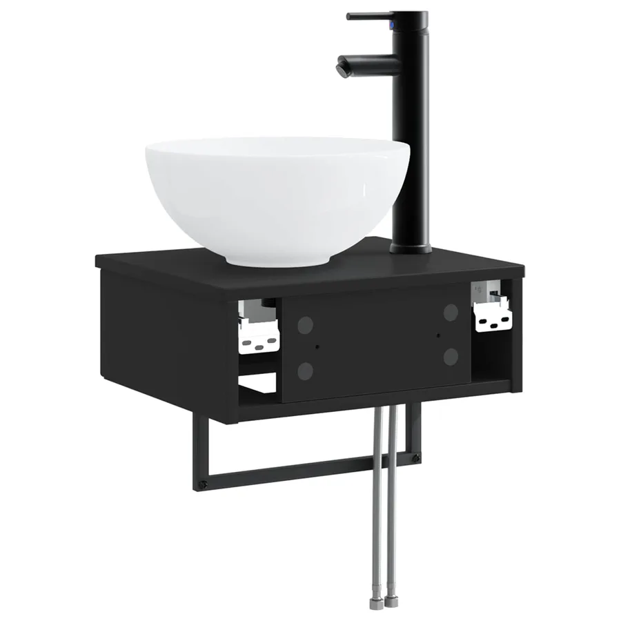 Basin de lavage mural Noir 40 x 35 x 39 cm Bois d'ingénierie - 5