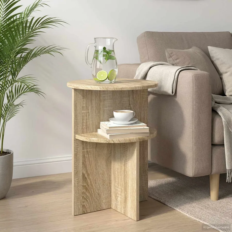 Table d'appoint Chêne Sonoma Ø 39,5 x 55 cm Bois d'ingénierie