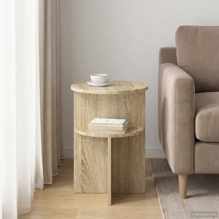 Table d'appoint Chêne Sonoma Ø 39,5 x 55 cm Bois d'ingénierie - 4