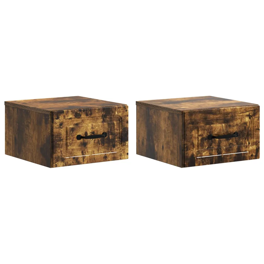 Cabinet de chevet mural 2 pcs Chêne fumé 34,5 x 33 x 20 cm - 2