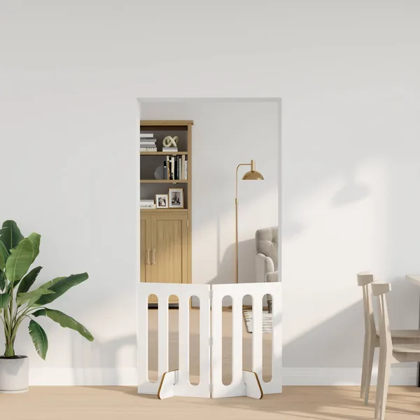 Clôture pliable pour animaux 2 pcs Blanc Brillant