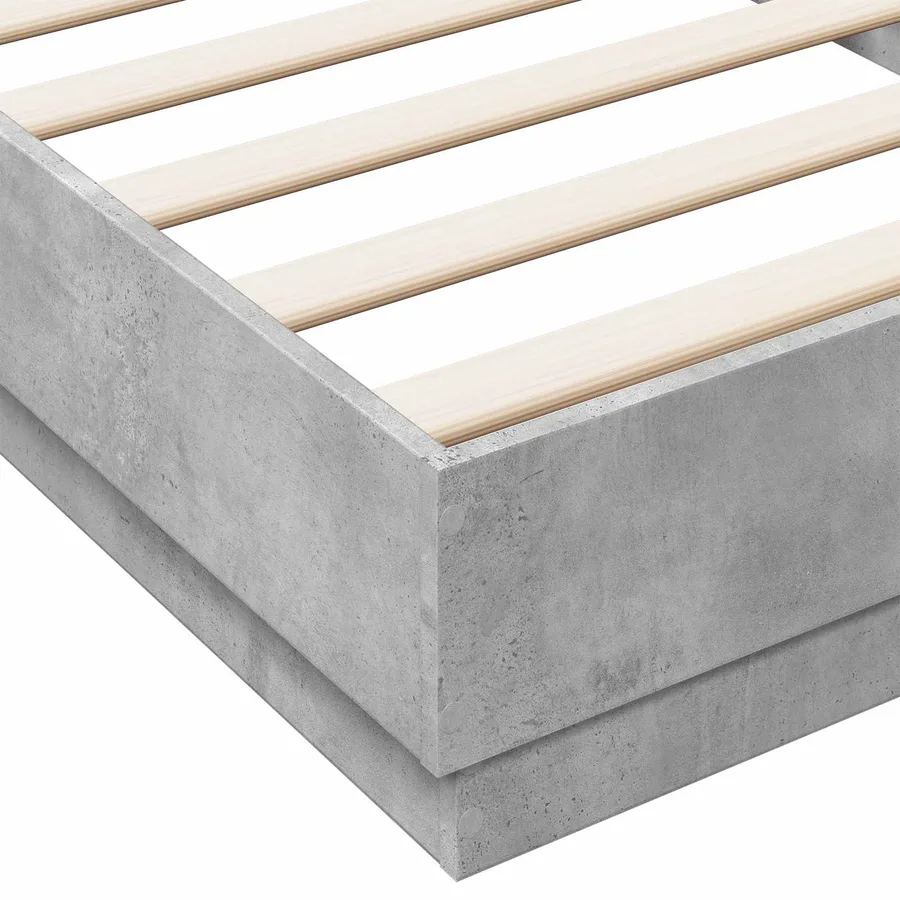 Cadre de lit au sol Gris béton 80 x 200 cm Bois d'ingénierie - 6