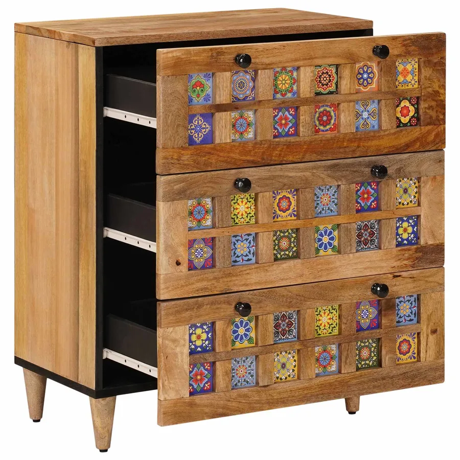 Buffet Naturel 60 x 33 x 75 cm Bois de mangue massif - 2