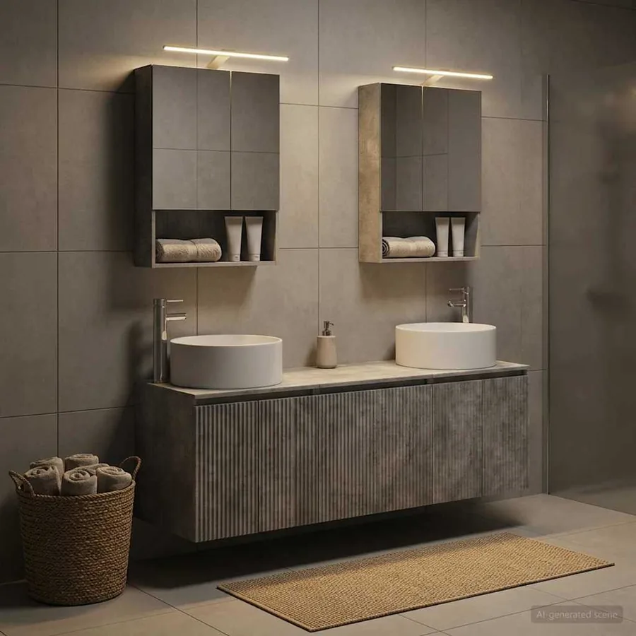 Ensemble d'armoire de salle de bain 5 pcs Gris béton