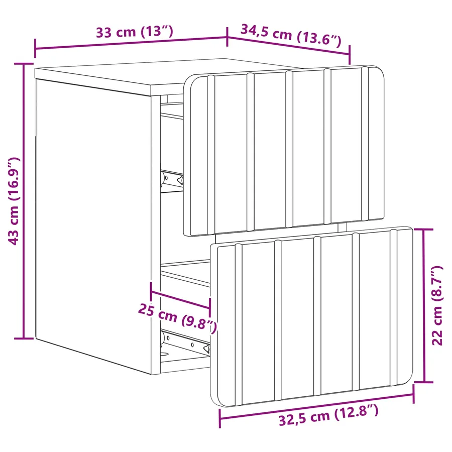 Cabinet de chevet mural 2 pcs Blanc 33 x 34,5 x 43 cm - 11