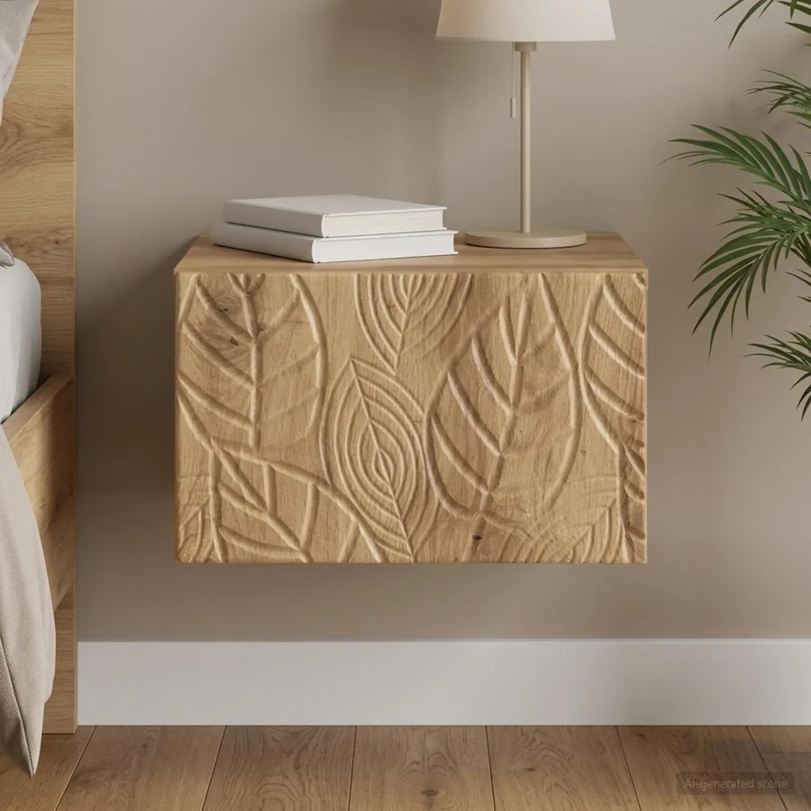 Cabinet de chevet mural Chêne artisanal 49 x 34,5 x 20 cm