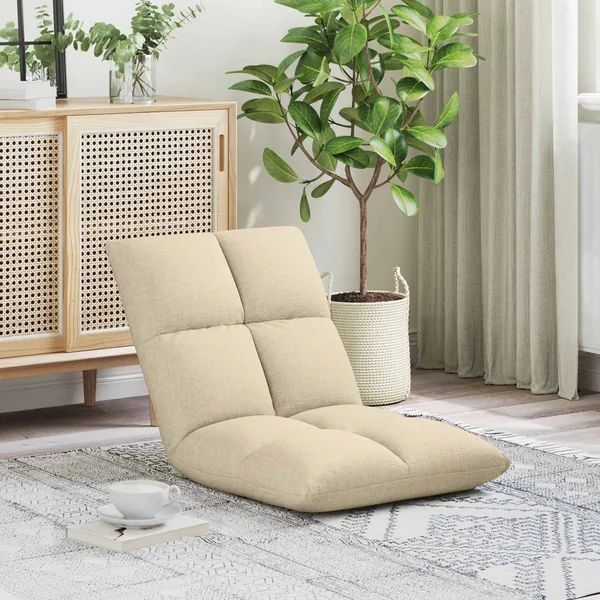 Fauteuil de sol ajustable Crème Tissu