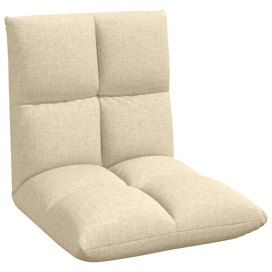 Fauteuil de sol ajustable Crème Tissu - 2