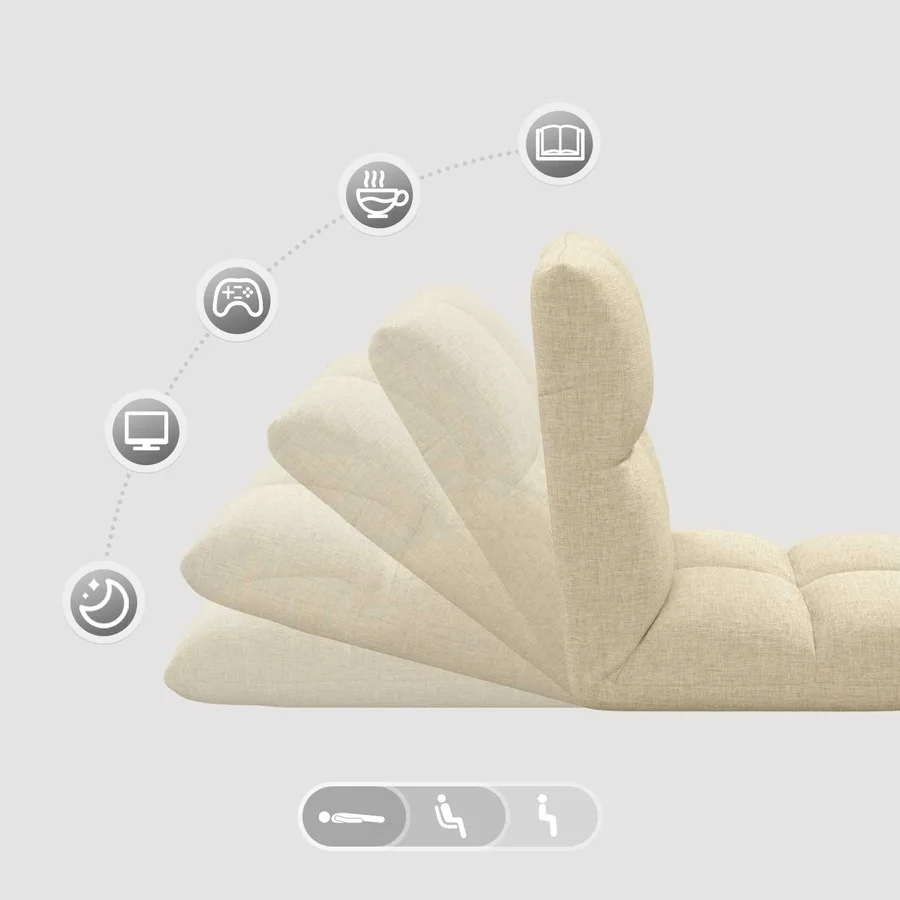 Fauteuil de sol ajustable Crème Tissu - 9