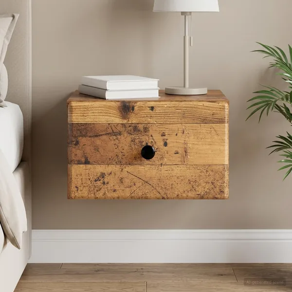 Cabinet de chevet mural Bois ancien 34,5 x 33 x 20 cm