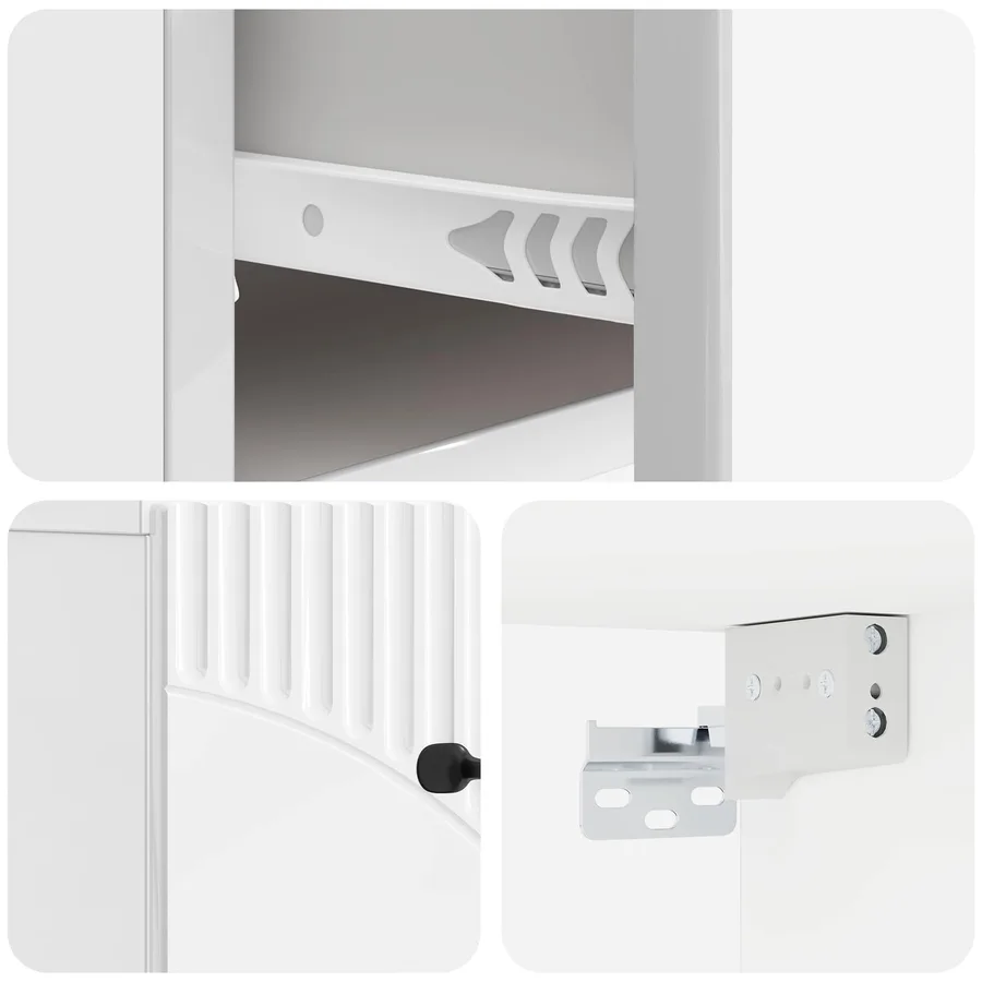 Cabinet de chevet mural 2 pcs Blanc brillant 34,5 x 33 x 20 cm - 10