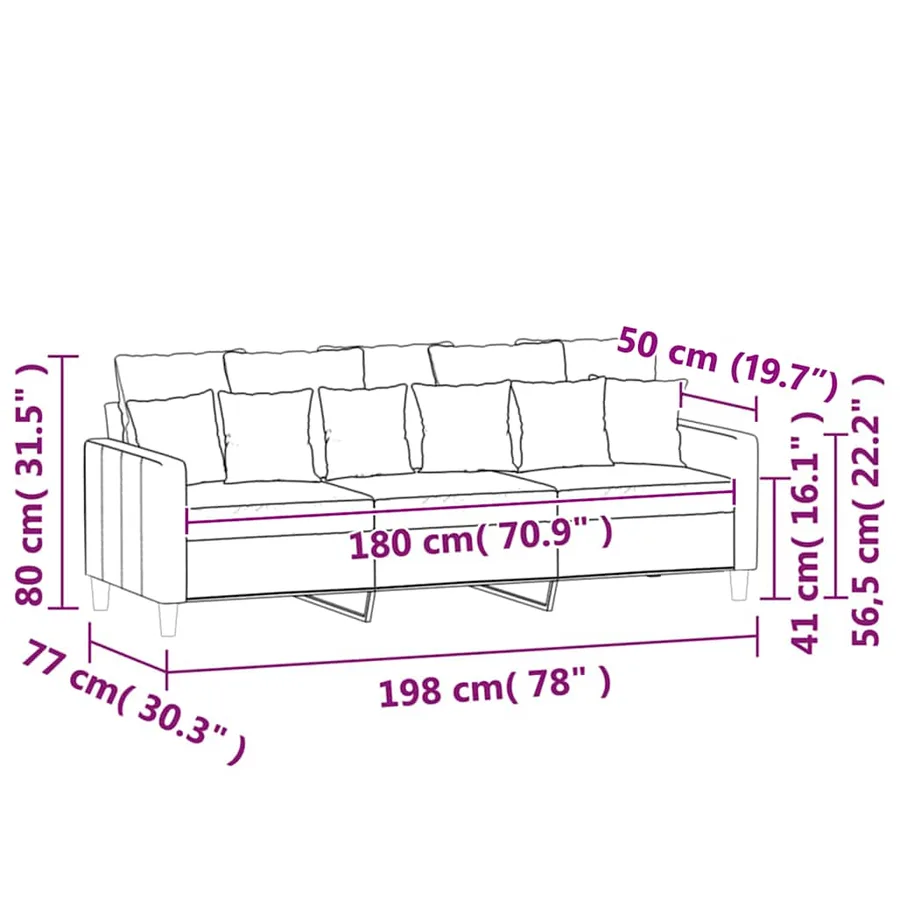 Canapé à 3 places Marron 180 cm Velours - 8