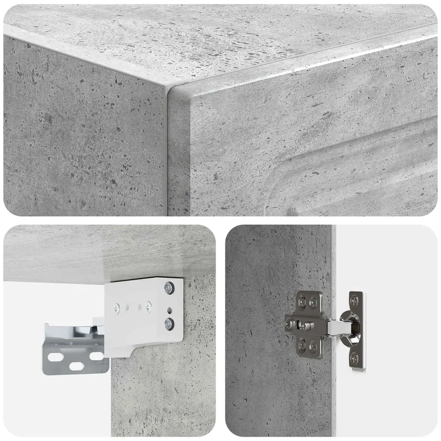 Ensemble de Meubles 2 pcs Gris béton Bois d'ingénierie - 8
