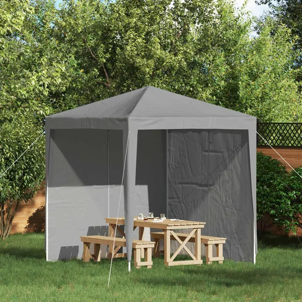 Mur de tente de fête 2 pcs Gris clair 200 x 195 cm PE et acier