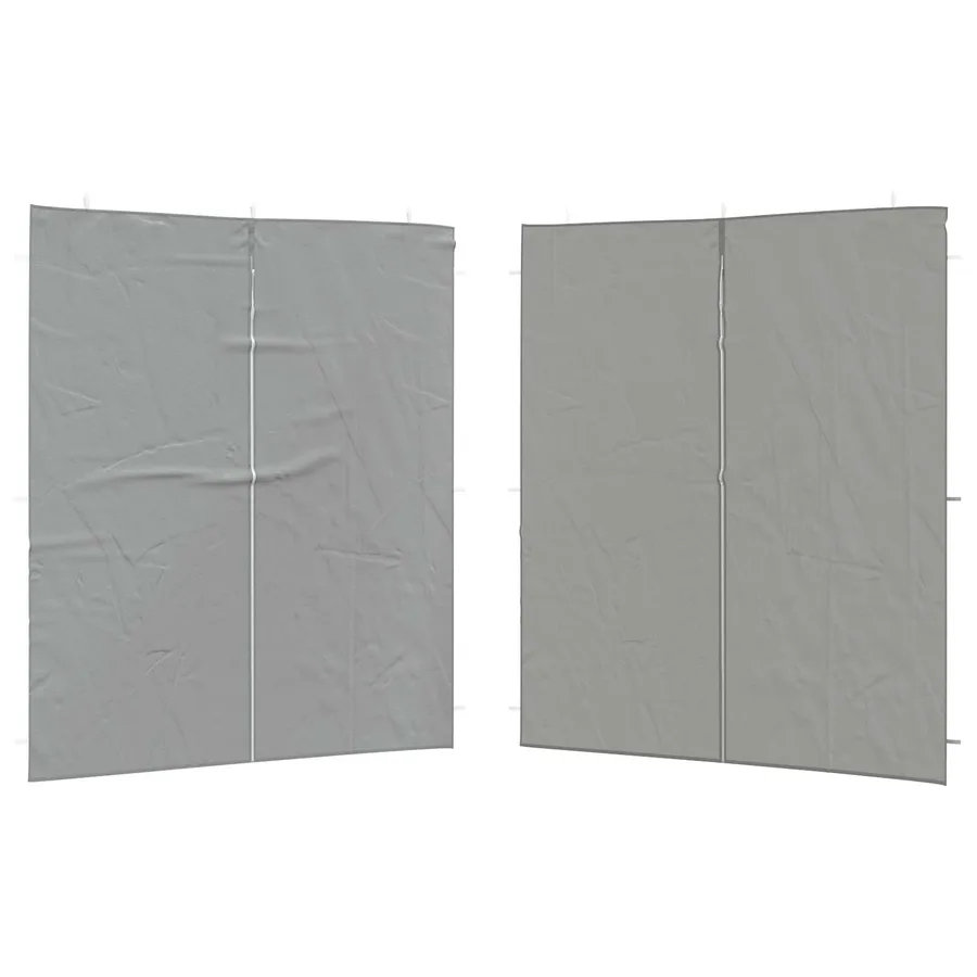 Mur de tente de fête 2 pcs Gris clair 200 x 195 cm PE et acier - 2