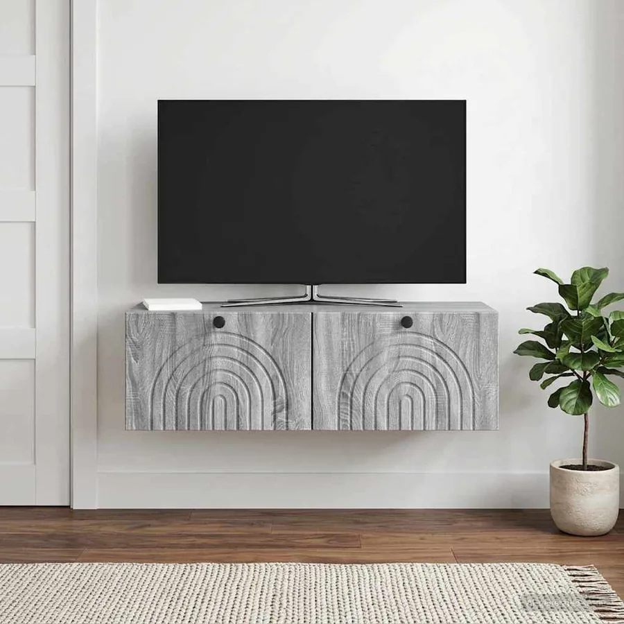 Meuble TV mural Sonoma gris 98 x 31 x 30 cm Bois d'ingénierie