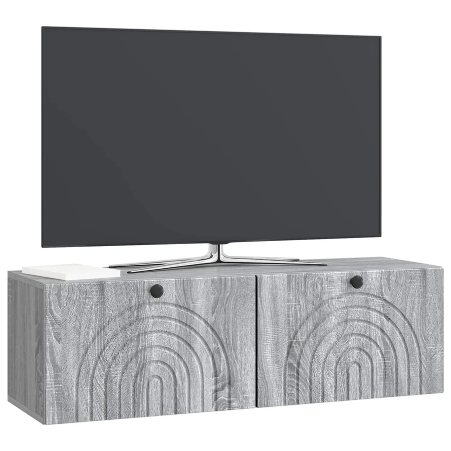 Meuble TV mural Sonoma gris 98 x 31 x 30 cm Bois d'ingénierie - 3