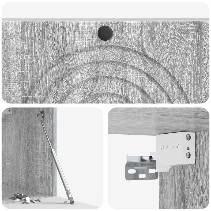 Meuble TV mural Sonoma gris 98 x 31 x 30 cm Bois d'ingénierie - 9