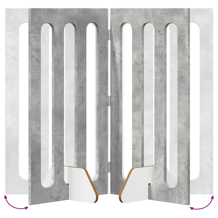 Clôture pliable pour animaux 2 pcs Gris Béton Bois d’ingénierie - 7