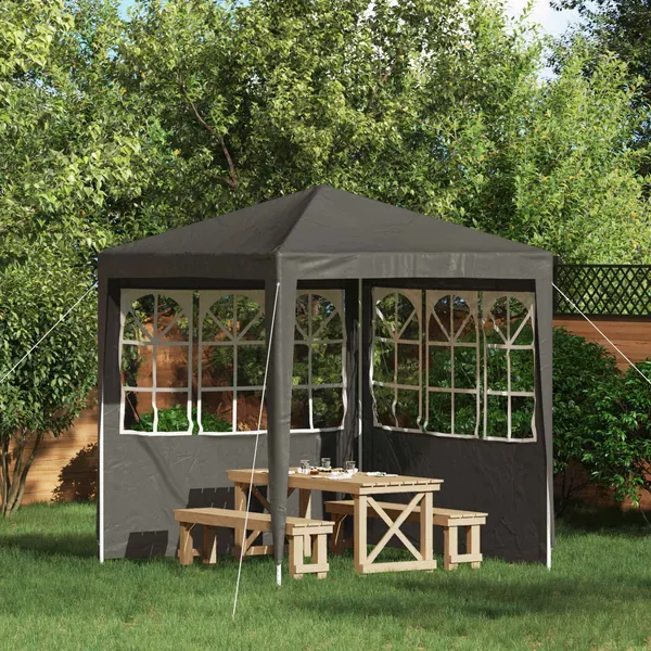 Mur de tente de fête 2 pcs 200 x 195 cm Anthracite PE et acier