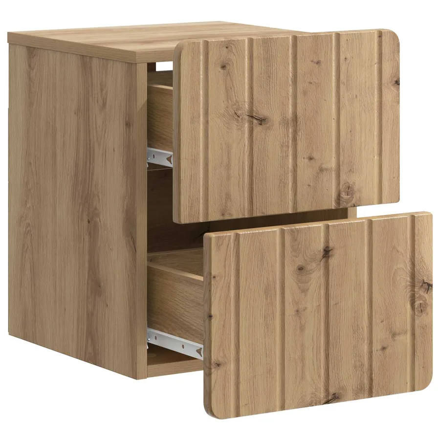Cabinet de chevet mural Chêne artisanal 33 x 34,5 x 43 cm - 4